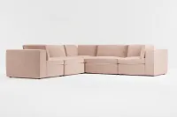 Destin Joya Light Pink Velvet 5-piece Modular Sectional