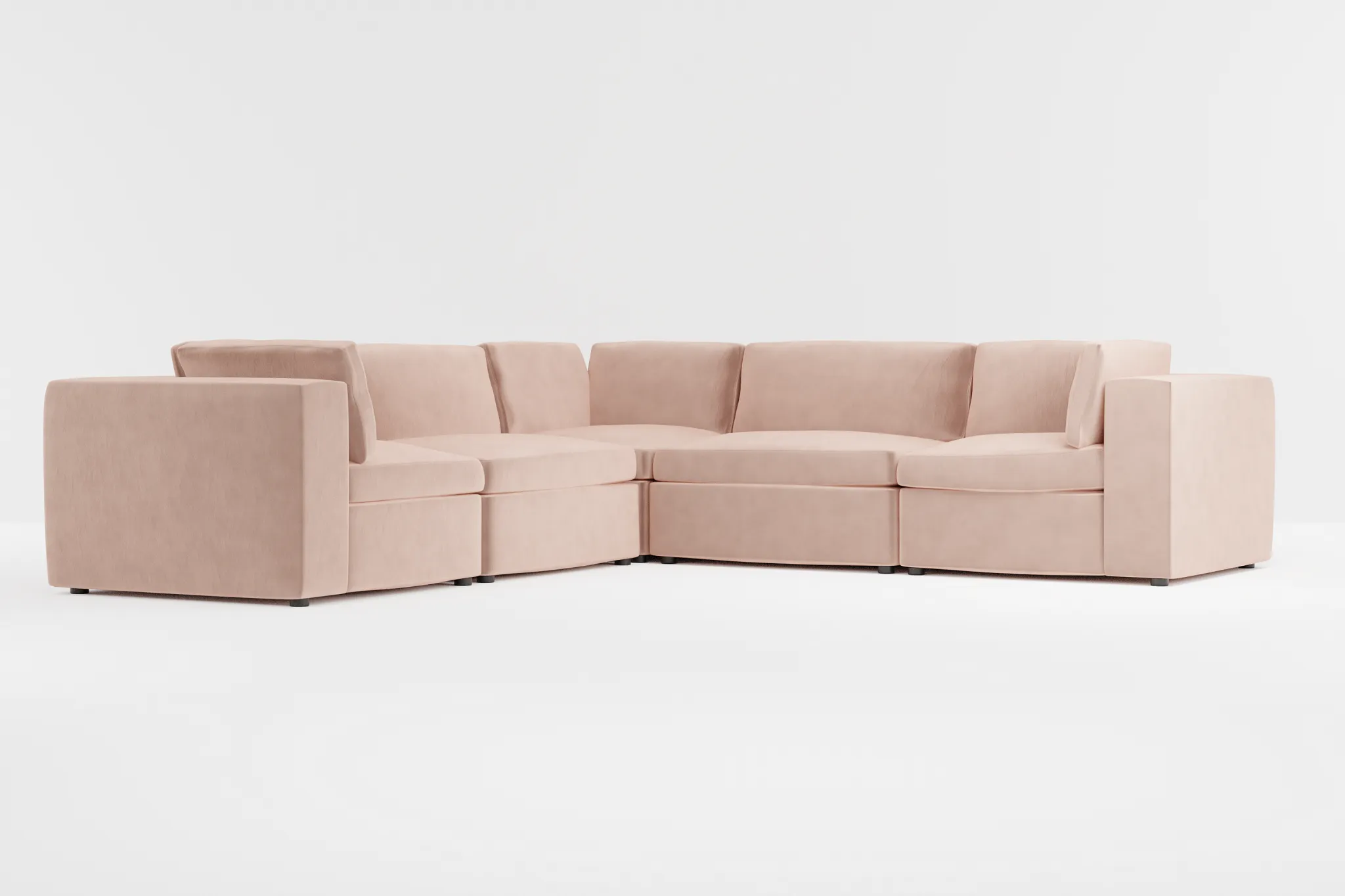 Destin Joya Light Pink Velvet 5-piece Modular Sectional