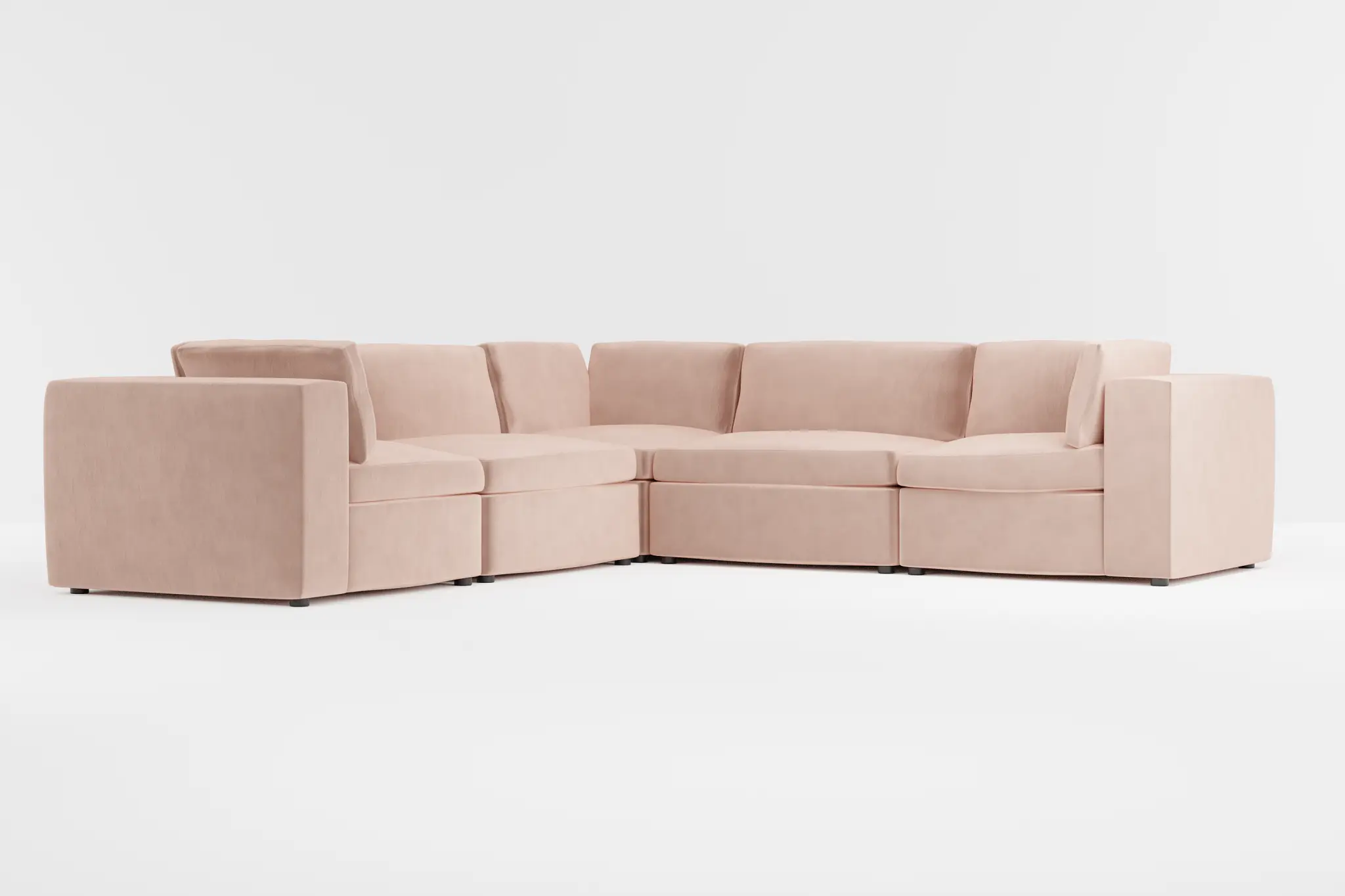 Destin Joya Light Pink Velvet 5-piece Modular Sectional Destin Joya Light Pink Velvet 5-piece Modular Sectional