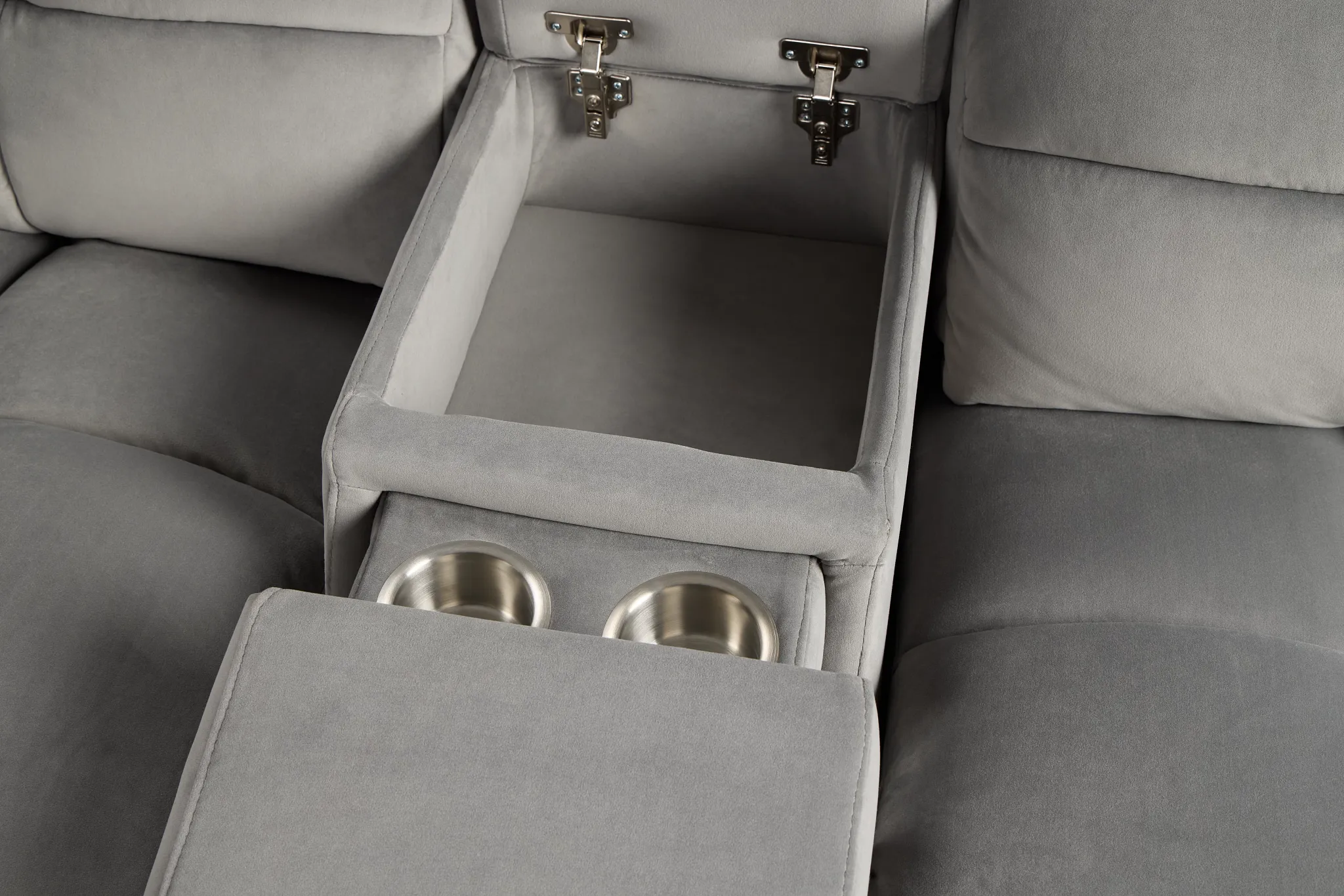 Gemma Light Gray Velvet Large Dual Power Left Chaise Sectional