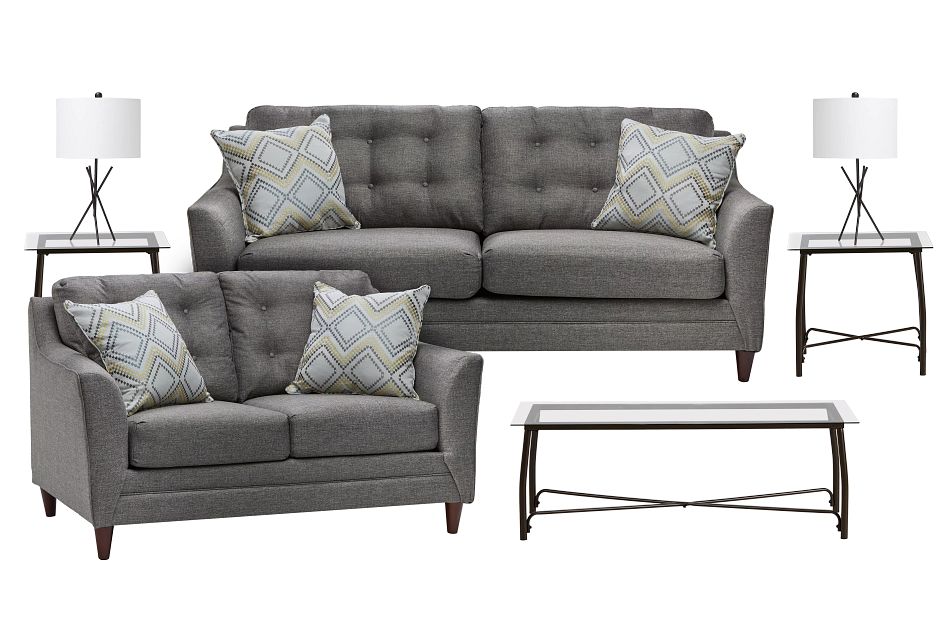 Jensen Dark Gray Fabric 7 Piece Living Room Package Living Room Package Deals City Furniture