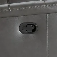 Owen Dark Gray Leather Swivel Glider Recliner