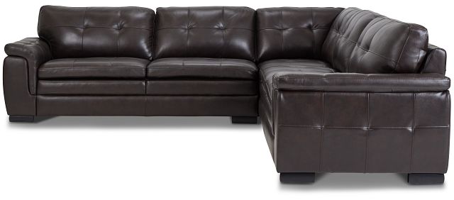 Braden Dark Brown Leather Small Two-arm Sectional