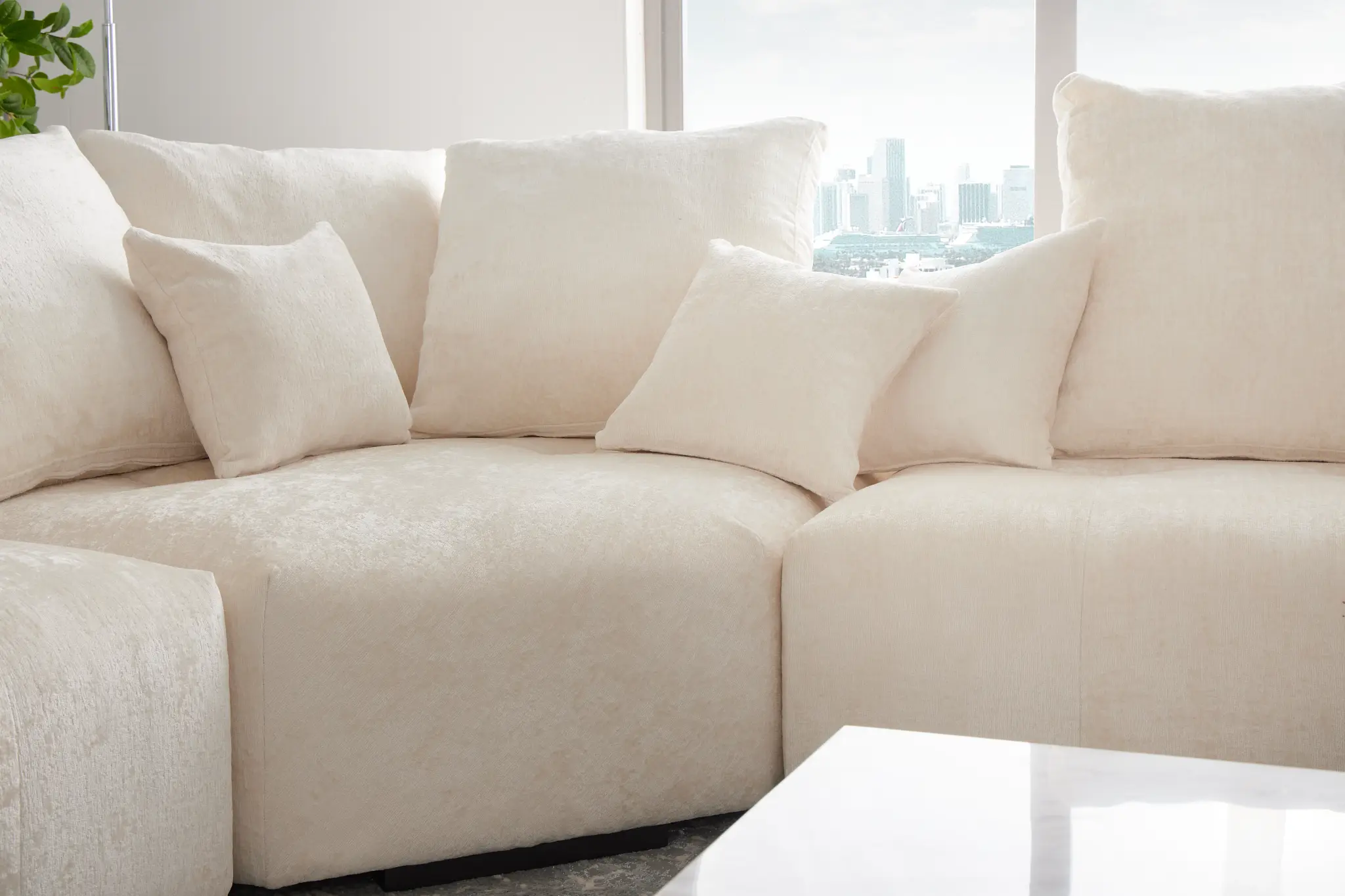 Skylar White Fabric Medium Right Chaise Sectional Skylar White Fabric Medium Right Chaise Sectional