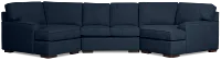 Sinclair Dark Blue Fabric Dual Cuddler Sectional