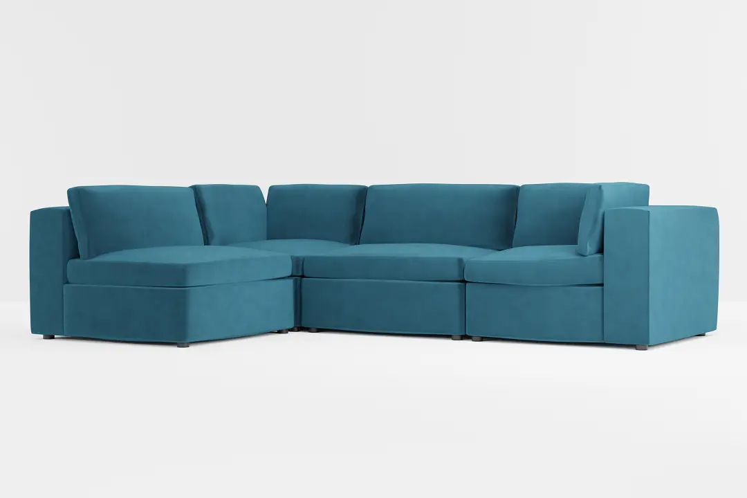 Destin Joya Teal Velvet 4-piece Modular Sectional Destin Joya Teal Velvet 4-piece Modular Sectional