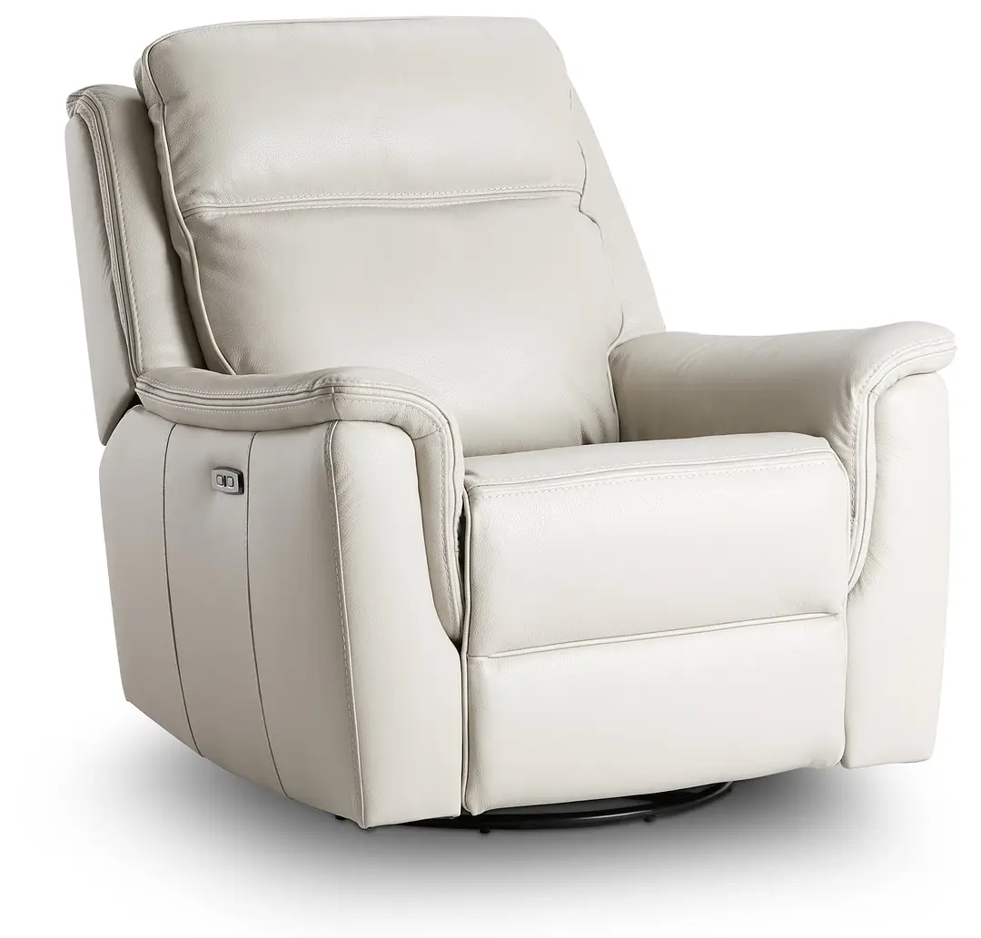 Aiden Light Gray Leather Power Glider Recliner With Power Headrest Aiden Light Gray Leather Power Glider Recliner With Power Headrest