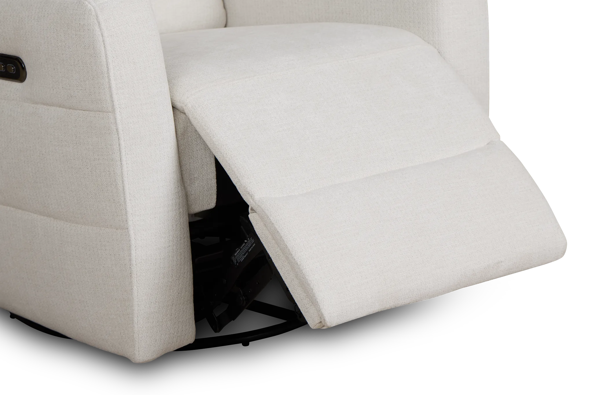Rae White Fabric Power Swivel Glider Recliner