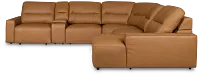 Rudy Brown Lthr/vinyl Medium Dual Power Right Extension Chaise Sectional