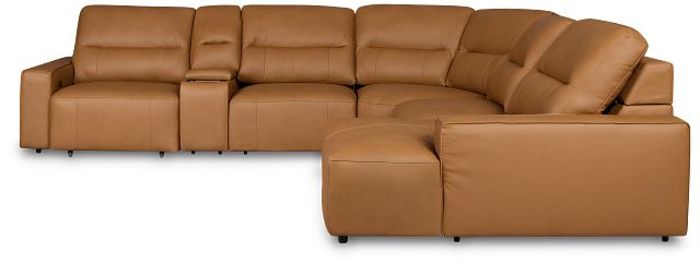 Rudy Brown Lthr/vinyl Medium Dual Power Right Extension Chaise Sectional