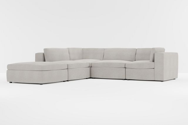 Destin Maguire Pewter Fabric 5pc Bumper Sectional