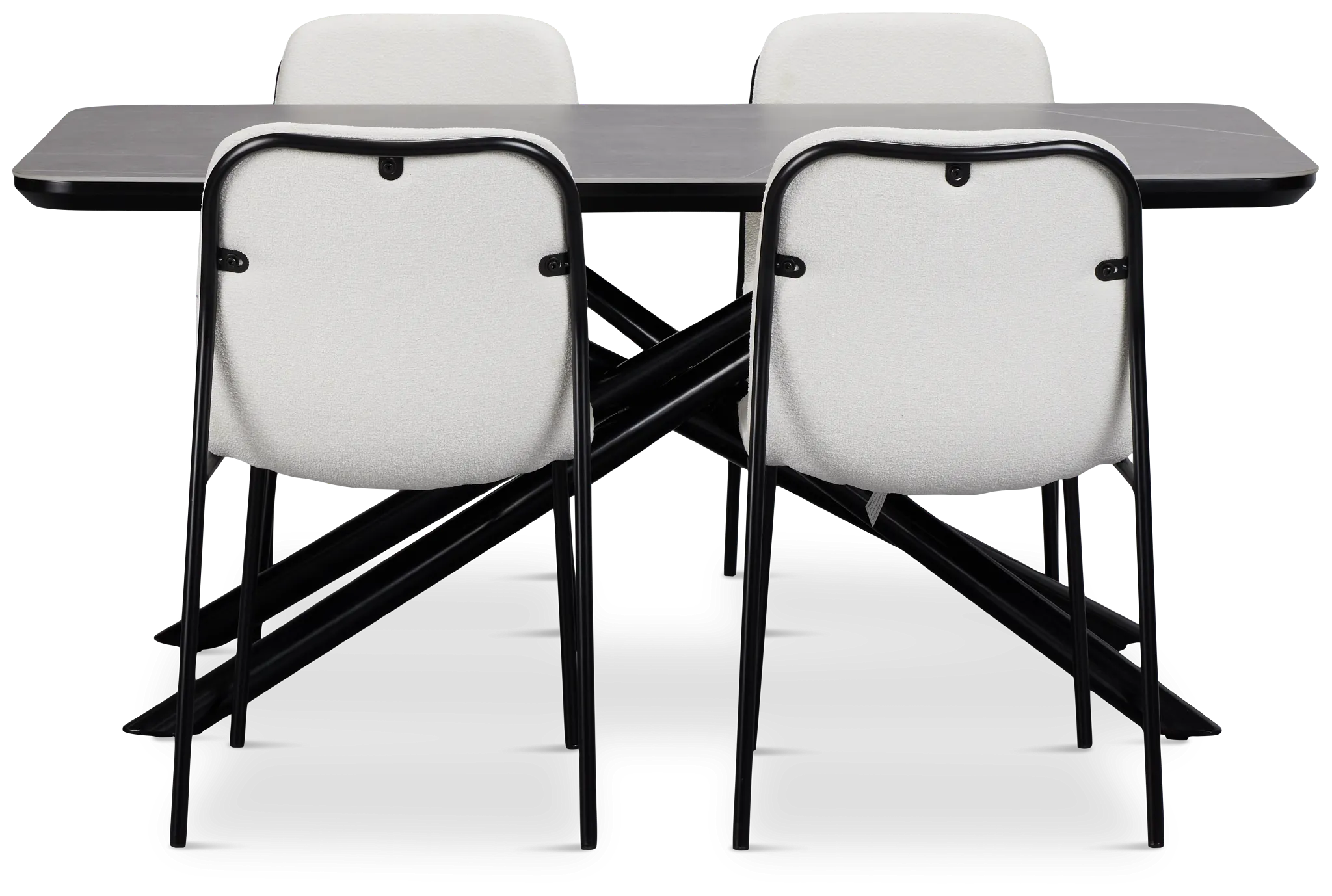 Palos Gray Rect Table & 4 White Upholstered Chairs