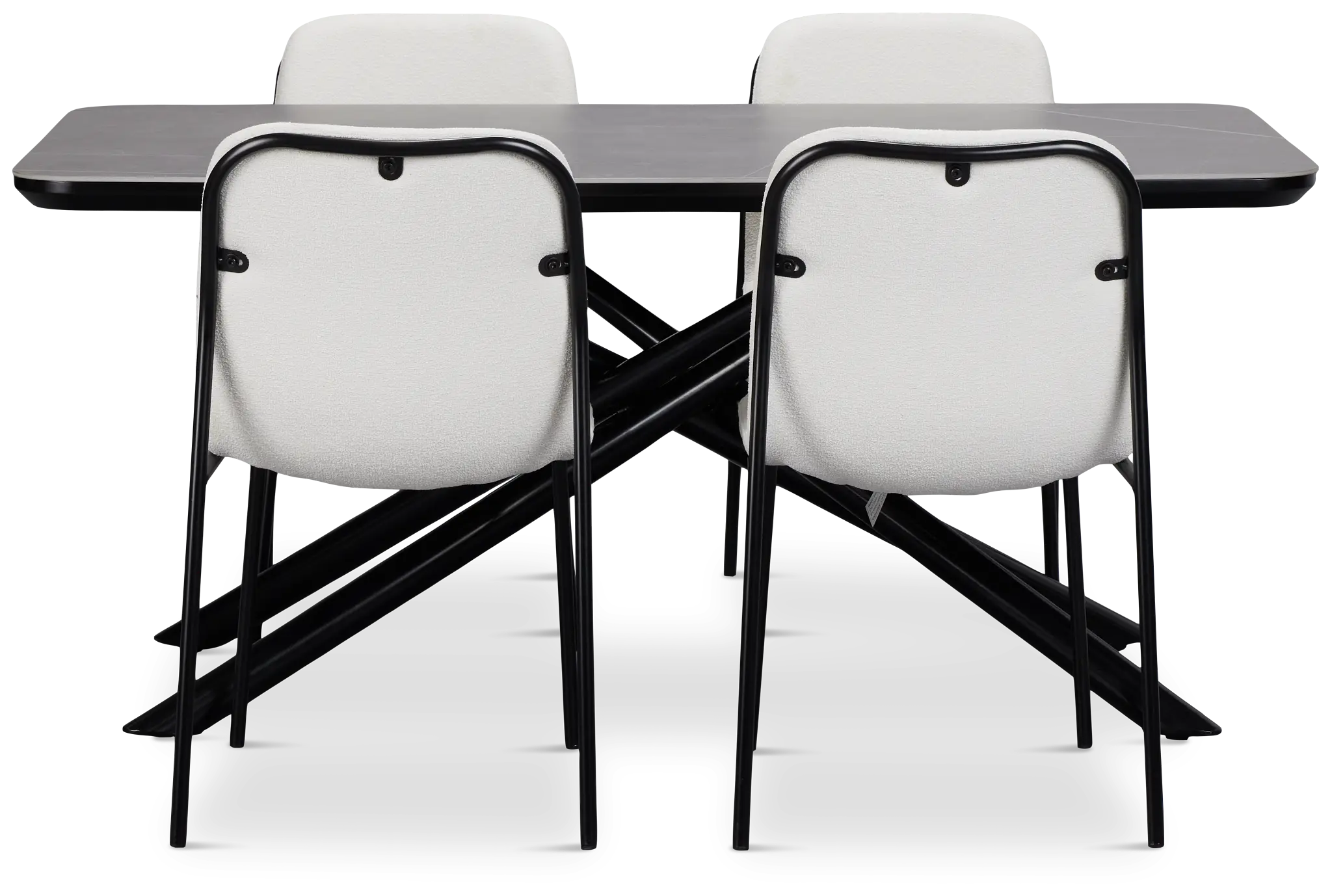 Palos Gray Rect Table & 4 White Upholstered Chairs Palos Gray Rect Table & 4 White Upholstered Chairs