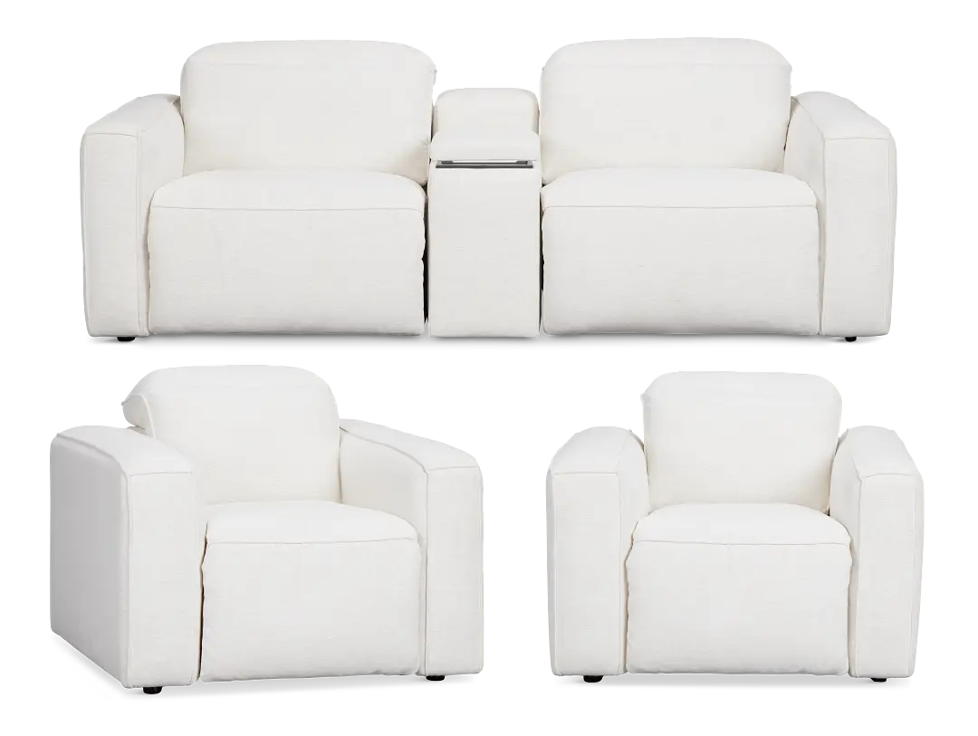 Ryland White Fabric Power Reclining Living Room Ryland White Fabric Power Reclining Living Room
