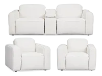 Ryland White Fabric Power Reclining Living Room