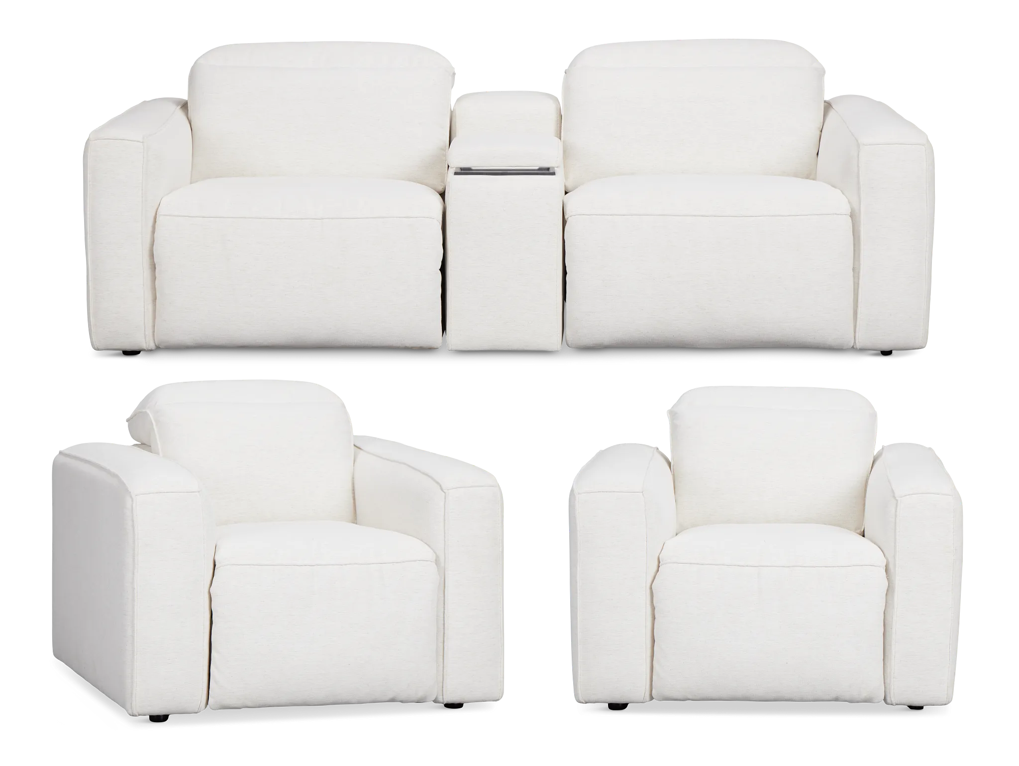 Ryland White Fabric Power Reclining Living Room