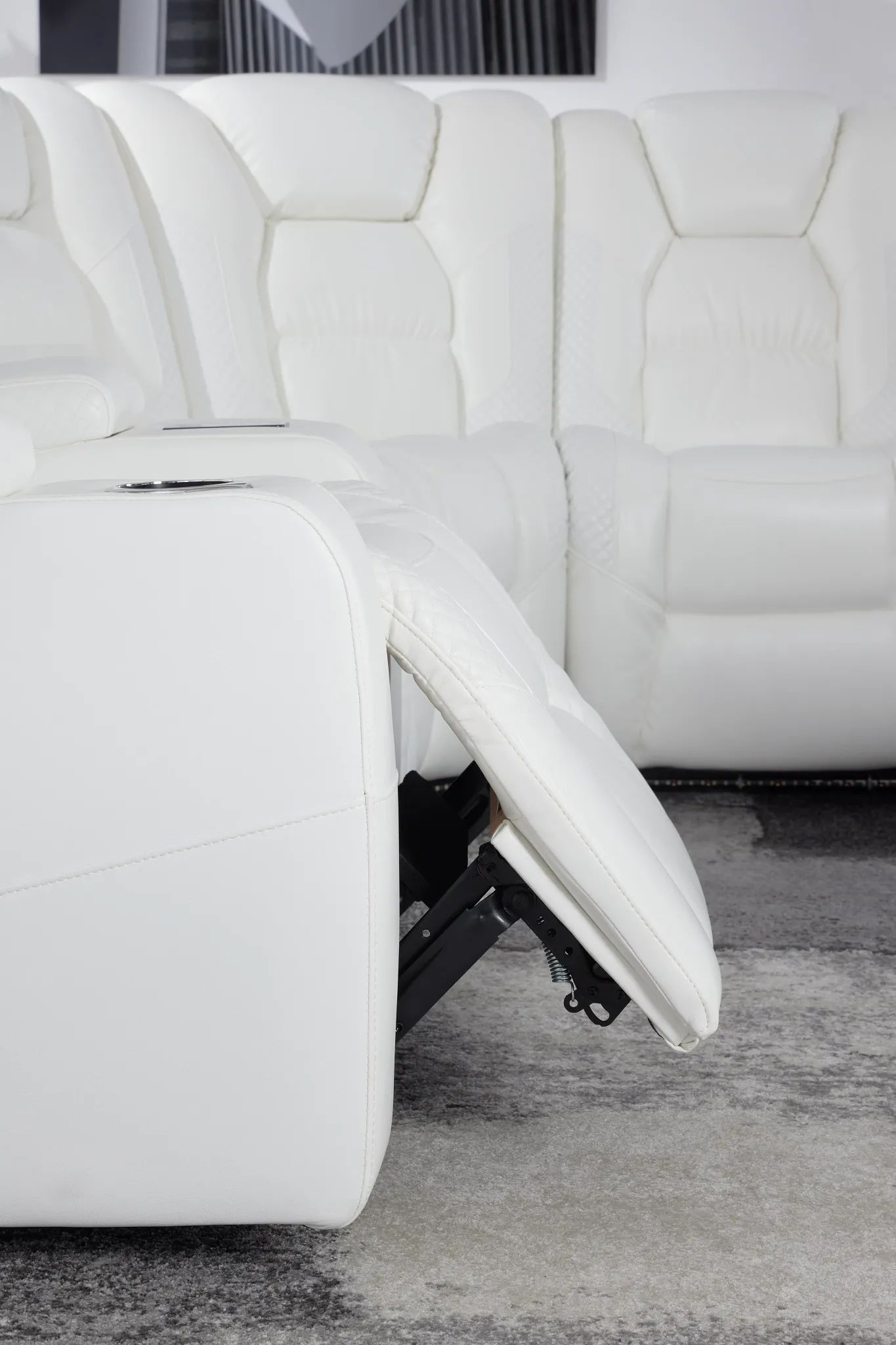 Troy White Micro Left Console Love Reclining Sectional