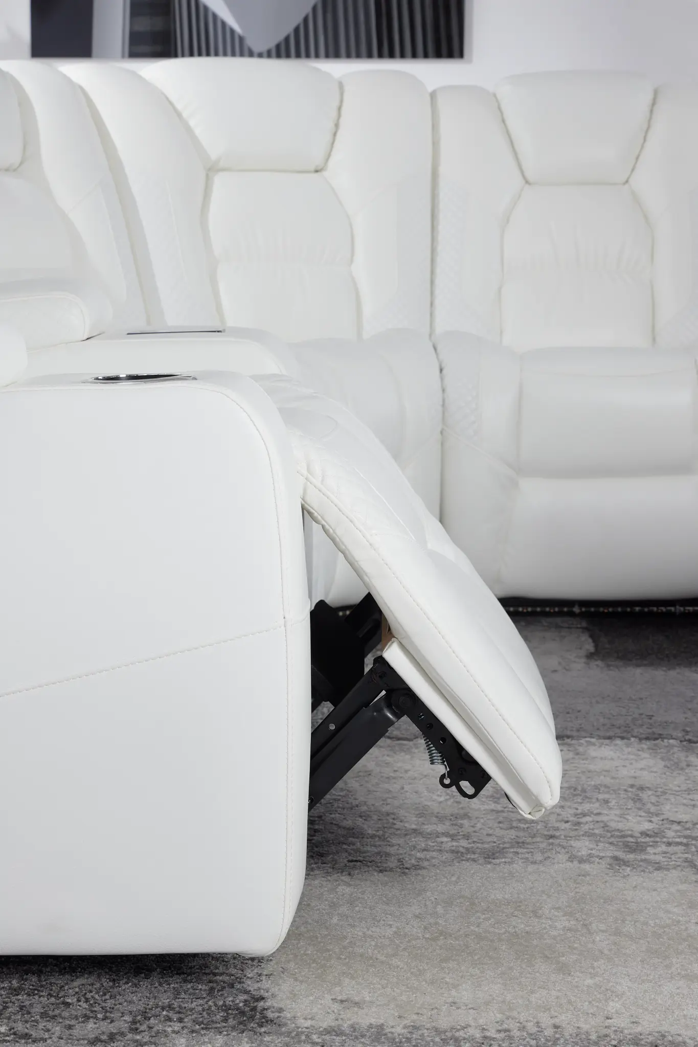 Troy White Micro Left Console Love Reclining Sectional Troy White Micro Left Console Love Reclining Sectional