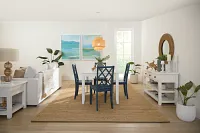 Edgartown White Rect Table & 4 Navy Wood Chairs