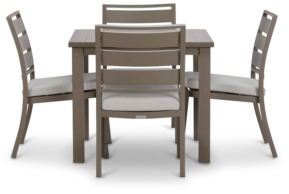 Raleigh Gray 35" Square Table & 4 Cushioned Chairs,