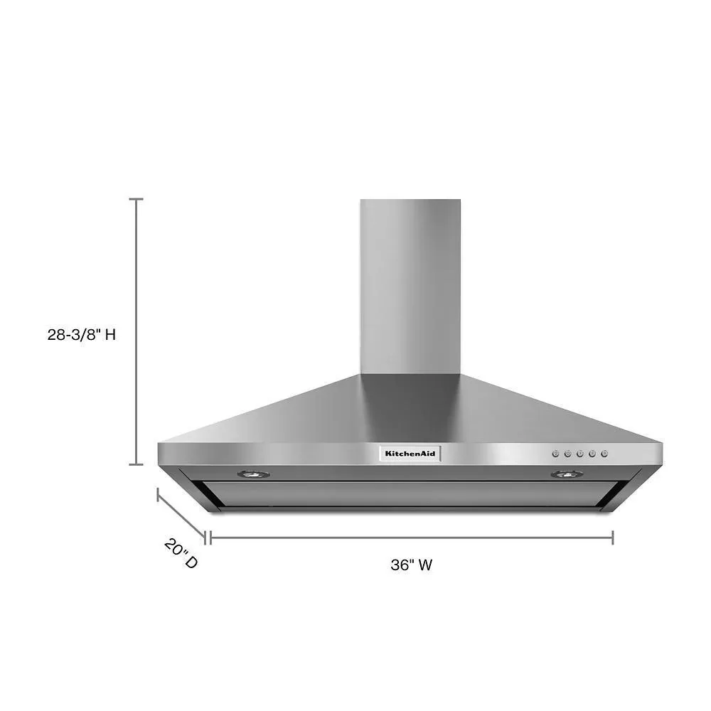 Kitchenaid 406 Series Stainless Steel 36" Wall Mount Canopy Hood