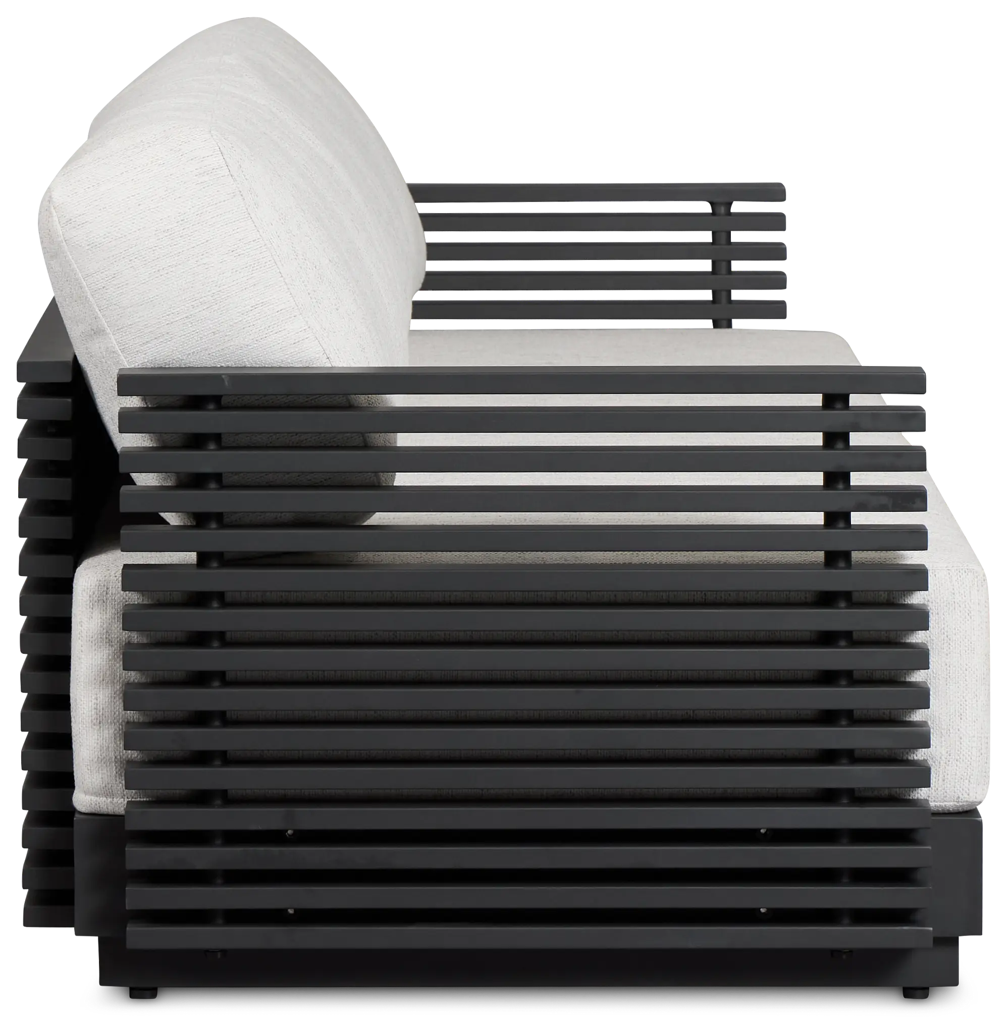 Monterey Black Aluminum Sofa With Light Gray Cushions Monterey Black Aluminum Sofa With Light Gray Cushions