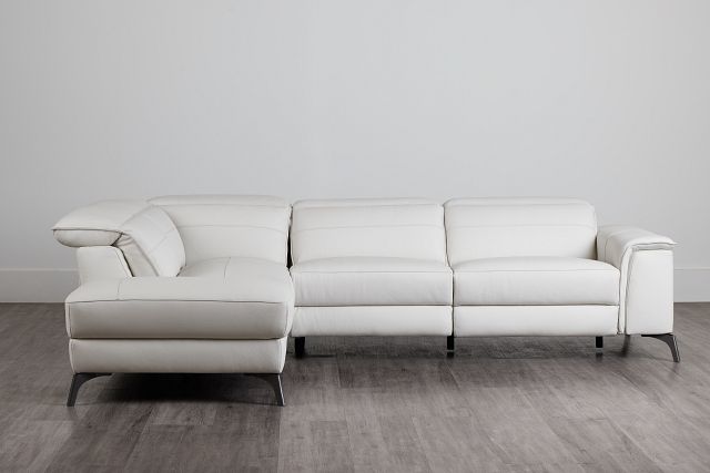 Pearson White Leather Left Bumper Sectional