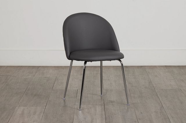 Capri Dark Gray Micro Upholstered Side Chair W/ Chrome Legs