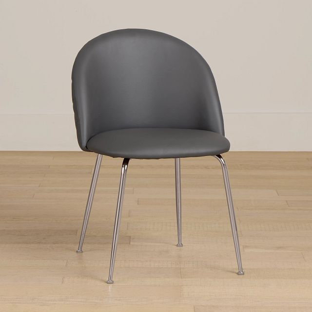 Capri Dark Gray Micro Upholstered Side Chair W/ Chrome Legs