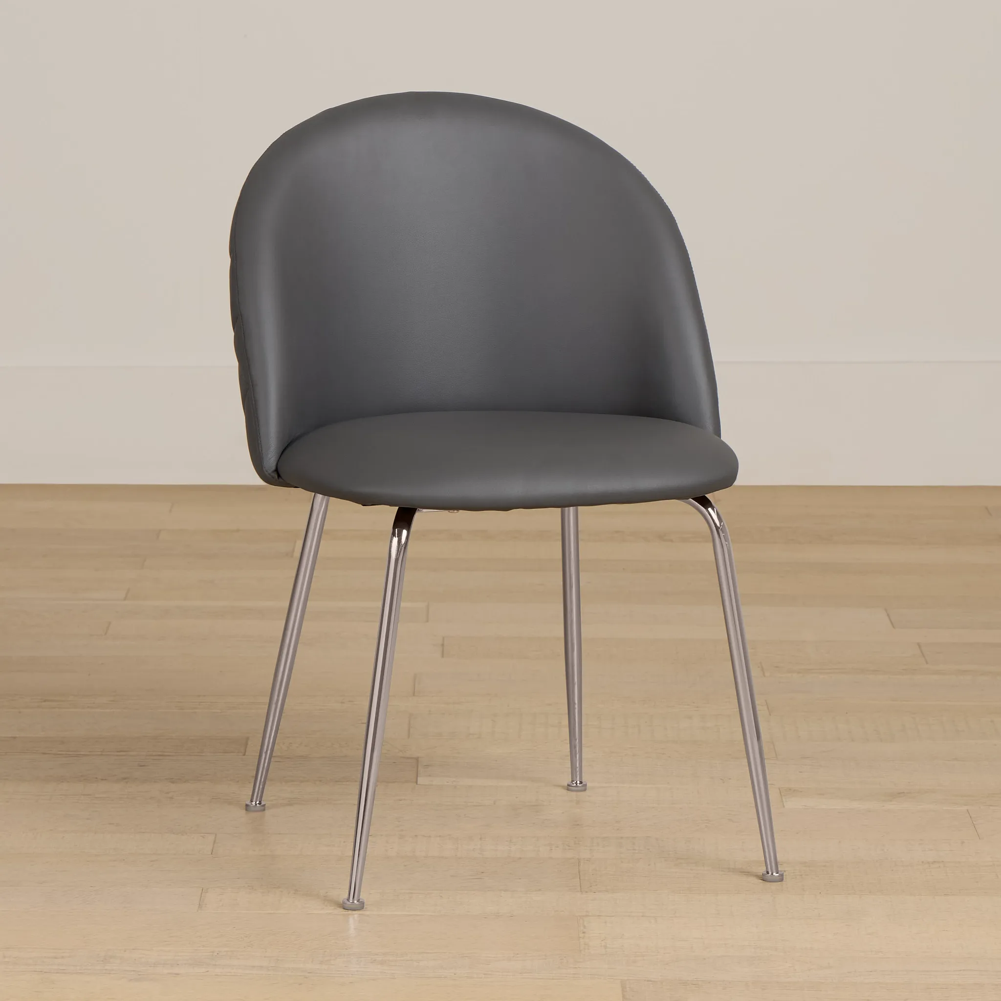 Capri Dark Gray Micro Upholstered Side Chair W/ Chrome Legs