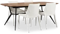 Margo Two-tone Rect Table & 4 White Upholstered Chairs