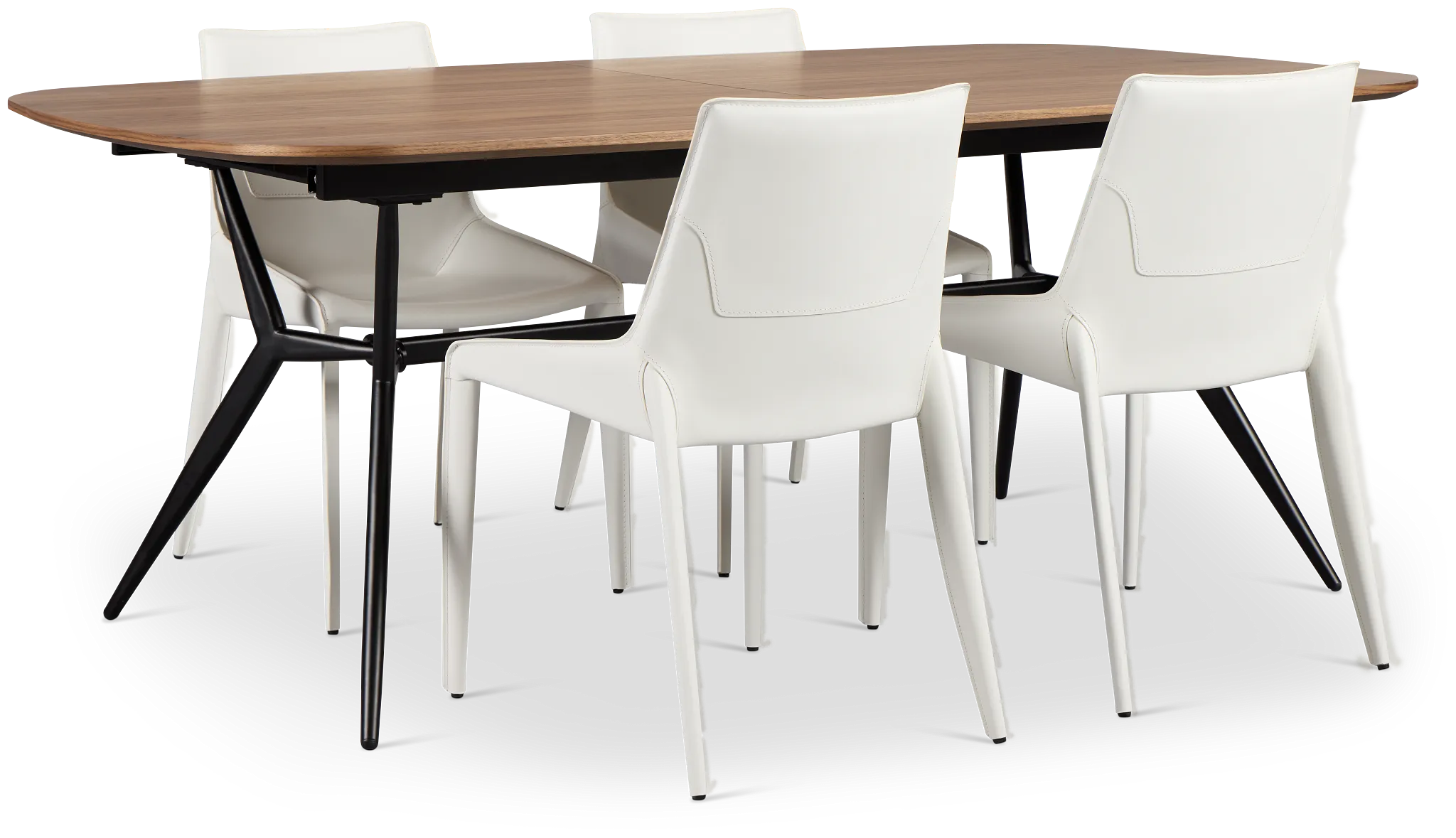 Margo Two-tone Rect Table & 4 White Upholstered Chairs