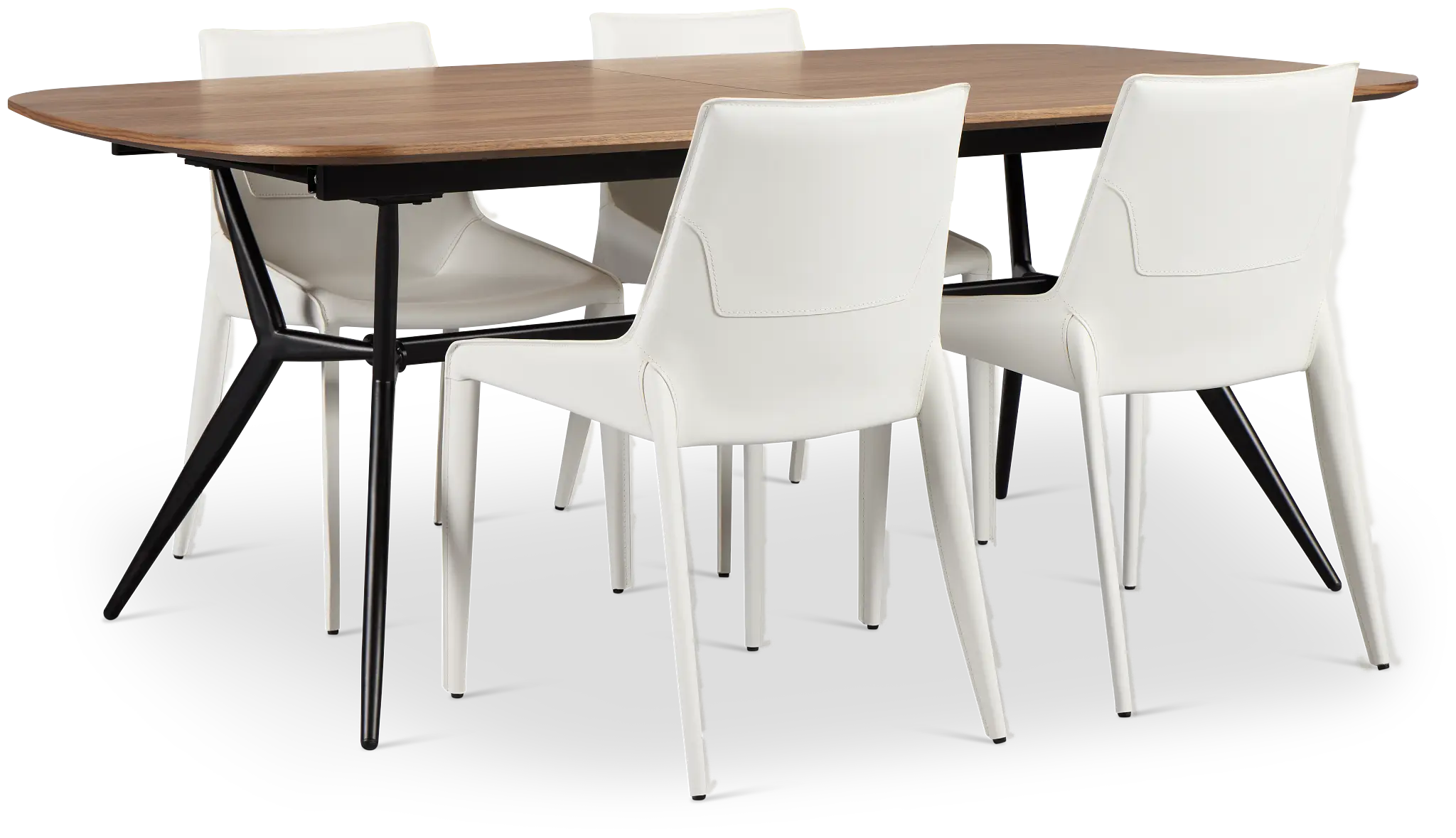 Margo Two-tone Rect Table & 4 White Upholstered Chairs Margo Two-tone Rect Table & 4 White Upholstered Chairs