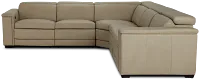 Ainsley Beige Leather Medium Dual Power 2-arm Reclining Sectional
