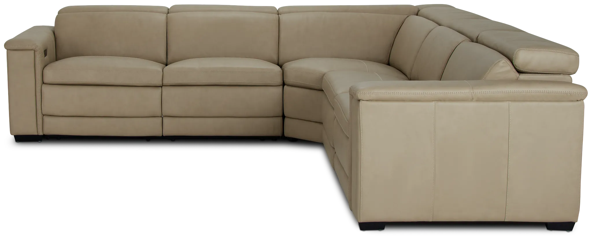 Ainsley Beige Leather Medium Dual Power 2-arm Reclining Sectional