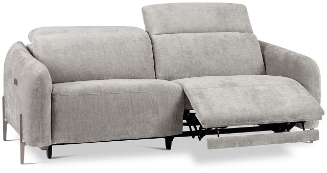 Zuri Gray Velvet Power Reclining Sofa W/ Power Headrest