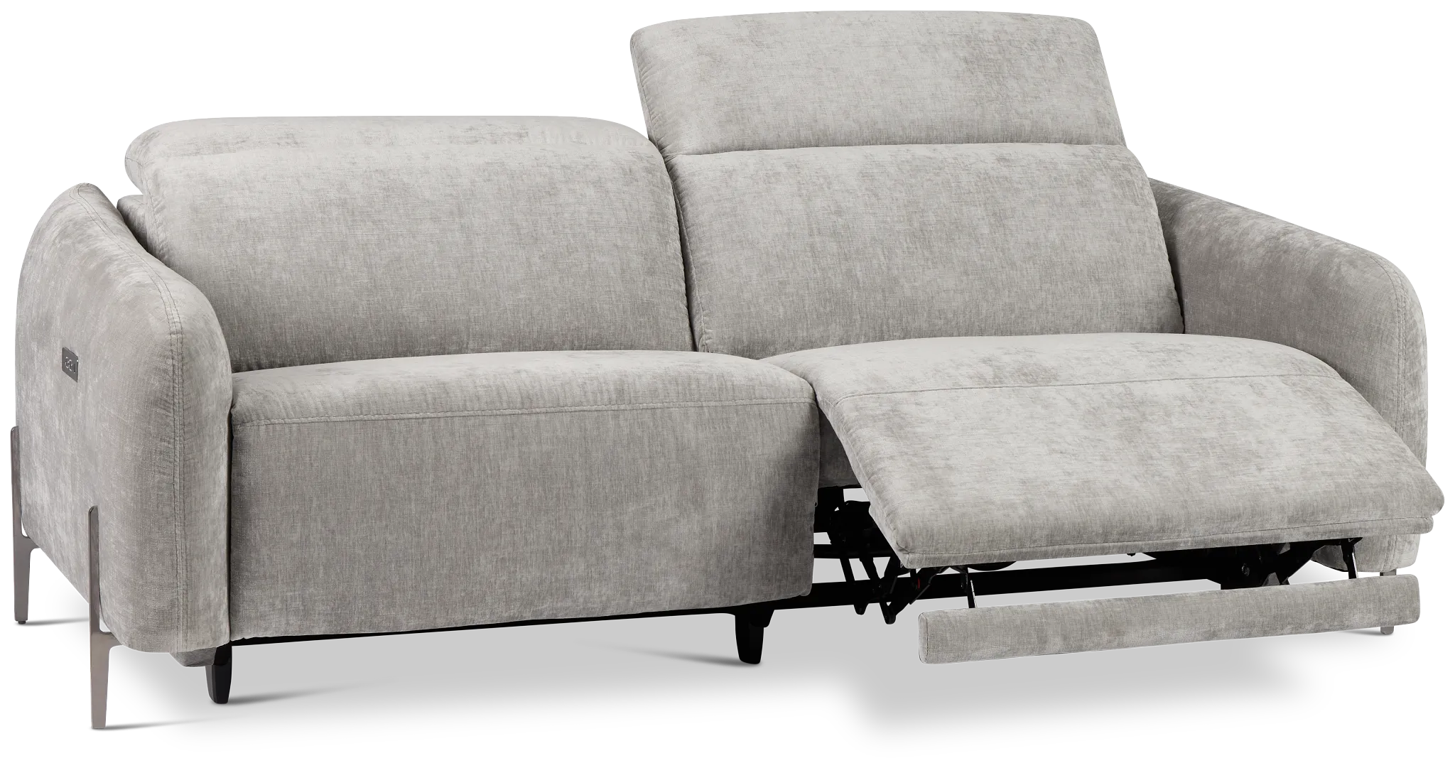Zuri Gray Velvet Power Reclining Sofa W/ Power Headrest