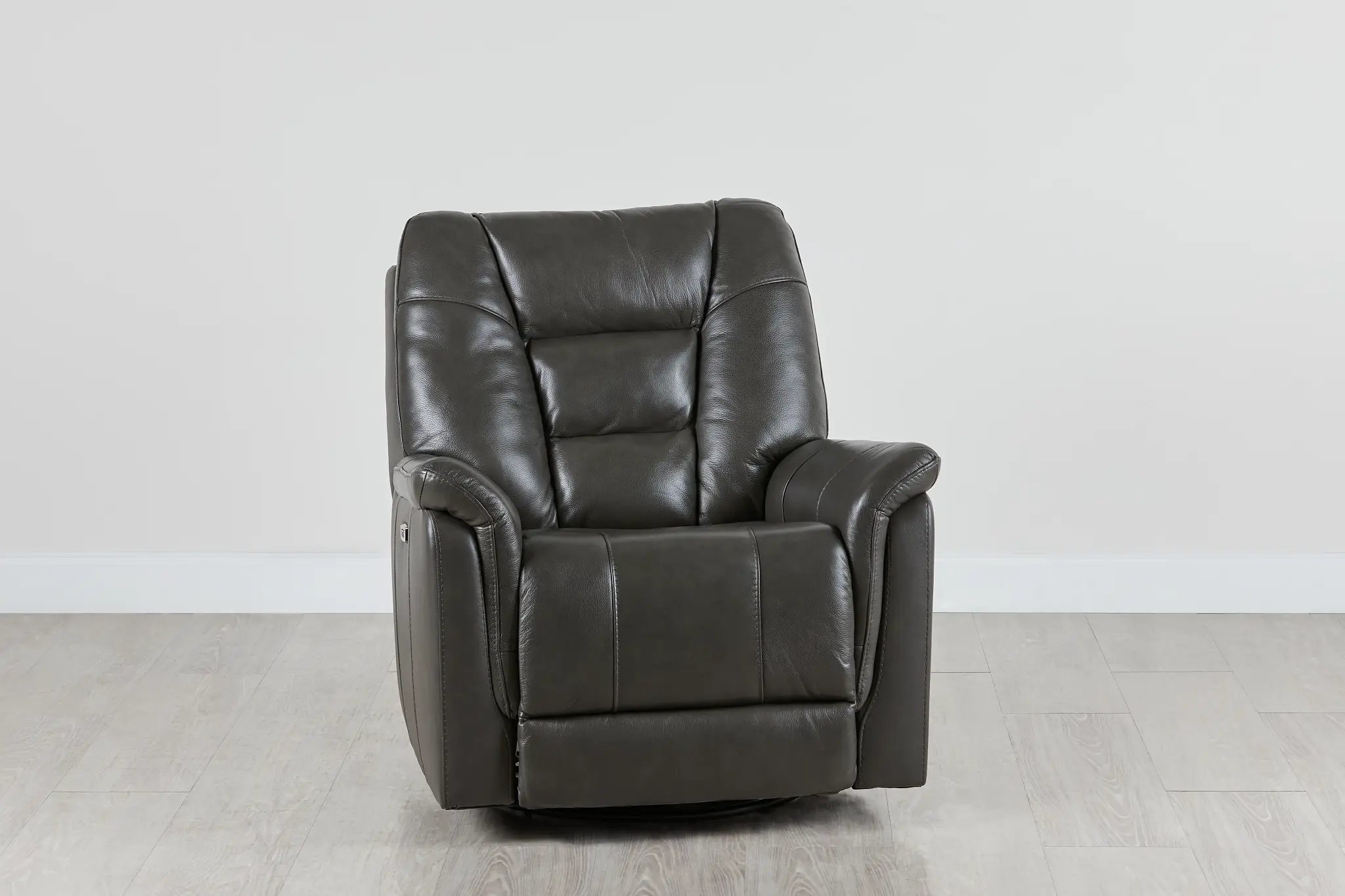 Owen Dark Gray Leather Power Glider Recliner With Power Headrest Owen Dark Gray Leather Power Glider Recliner With Power Headrest