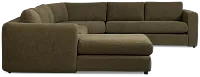 Alma Dark Green Fabric Medium Left Chaise Wedge Sectional