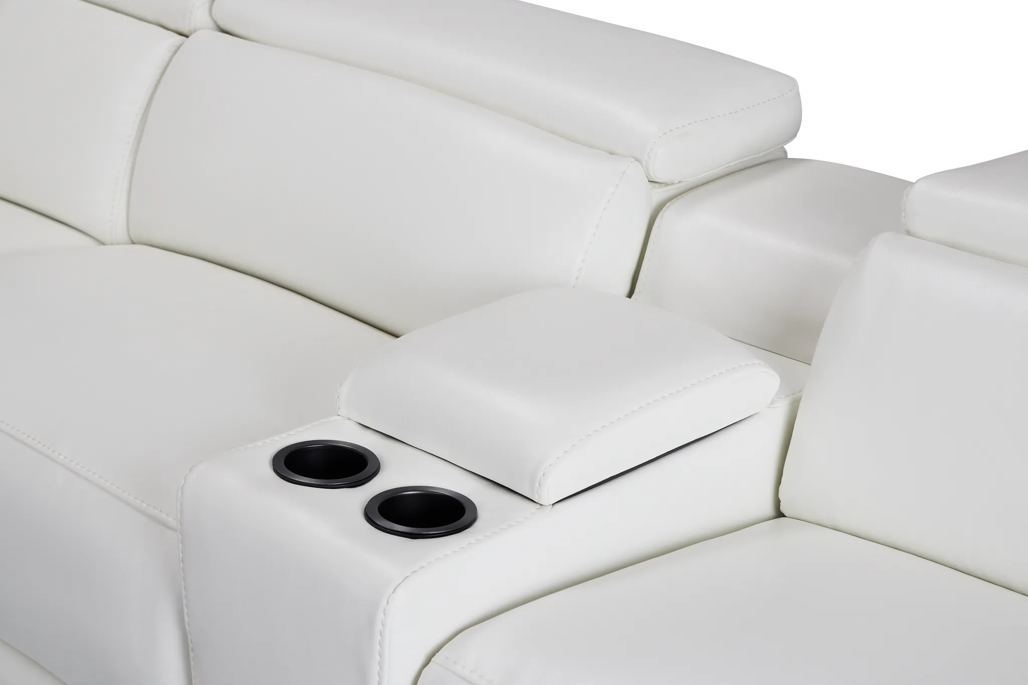 Lombardy White Micro Medium Triple Power 2-arm Sectional