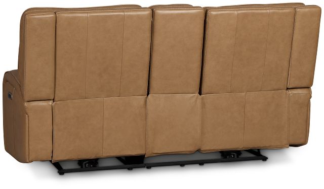 Jasper Light Brown Leather Power Reclining Console Loveseat