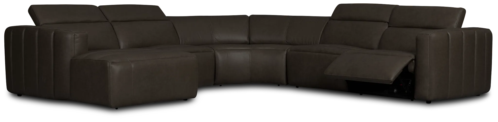 Jace Dark Gray Lthr/vinyl Small Left Chaise Power Reclining Sectional