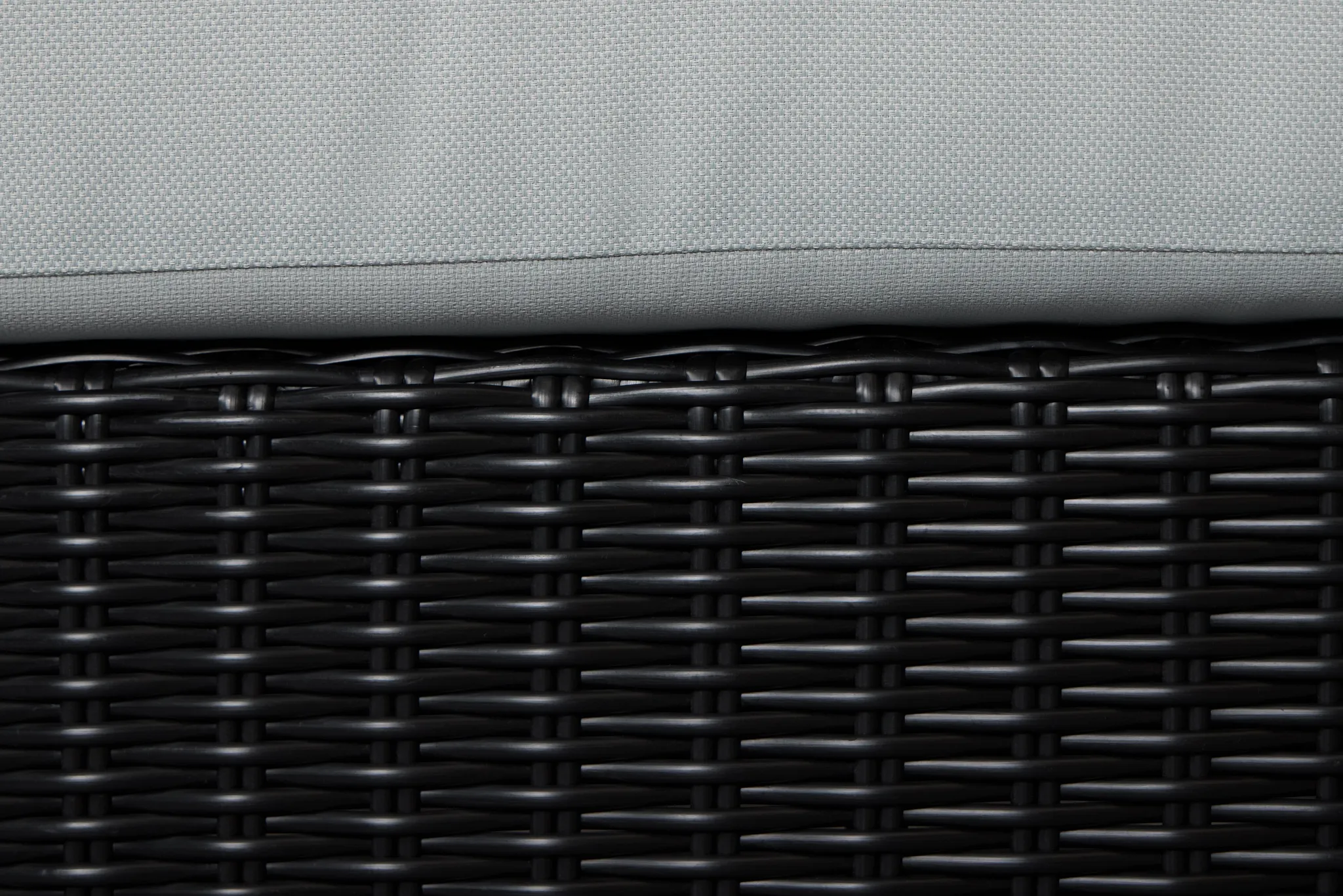 Montecito Black Curved Swivel Chair With Light Blue Cushions