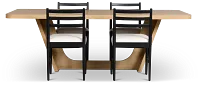 Lyndie Light Tone Rect Table With 4 Black Upholstered Side Chairs