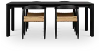 Santorini Black Rect Table & 4 Curved Chairs