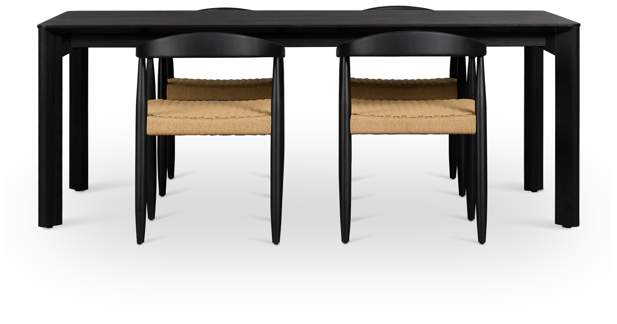 Santorini Black Rect Table & 4 Curved Chairs Santorini Black Rect Table & 4 Curved Chairs