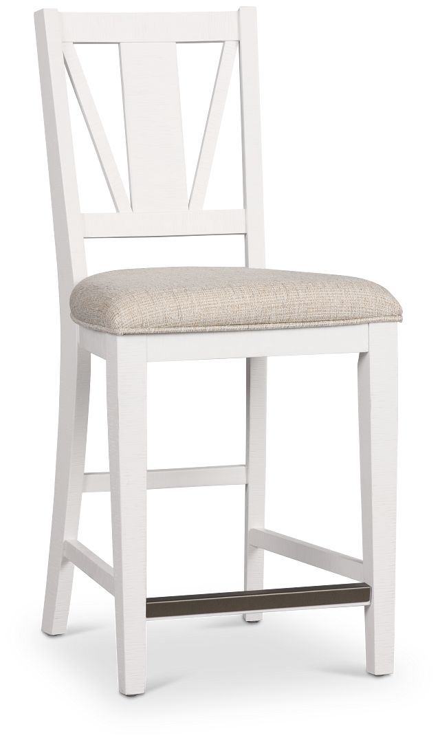 Heron Cove White 24" Upholstered Barstool