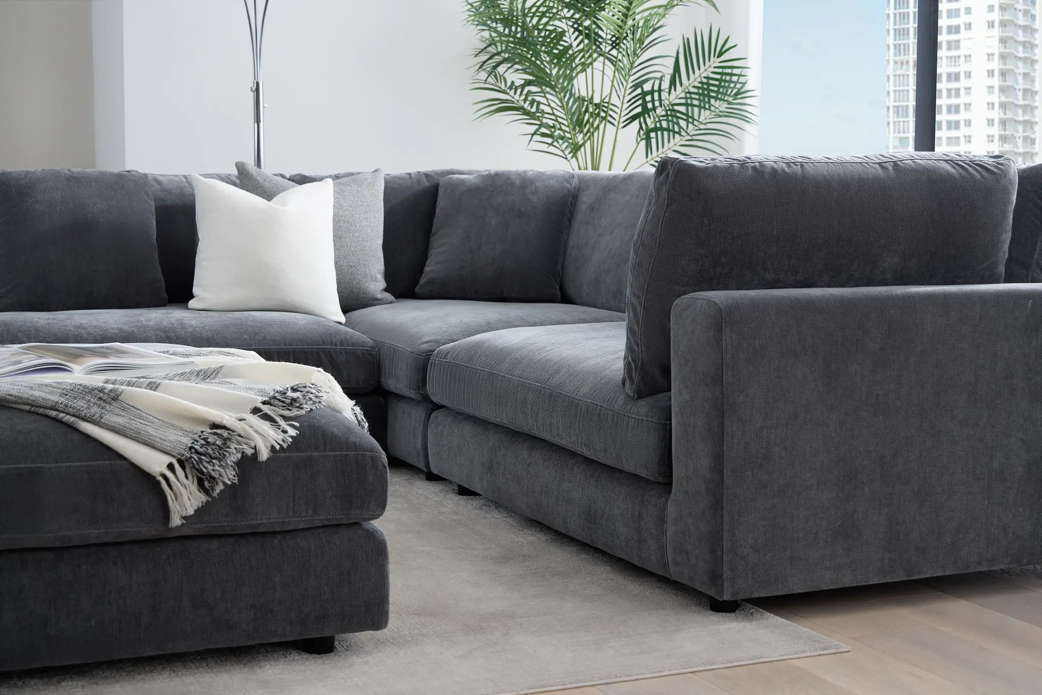 Lounge Dark Gray Fabric U-shaped Sectional Lounge Dark Gray Fabric U-shaped Sectional