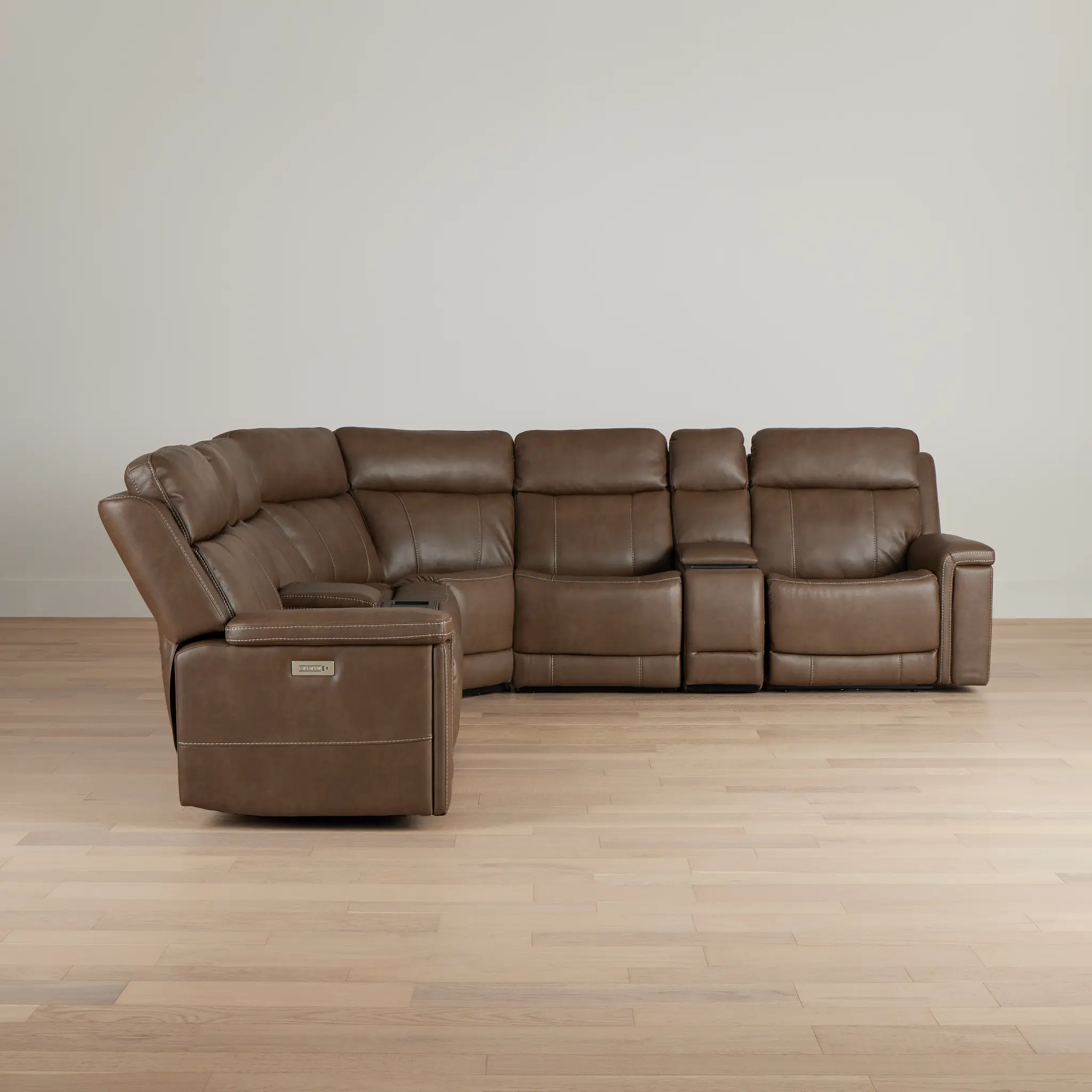 Jayden Brown Micro Large Dual Power Reclining Two-arm Sectional Jayden Brown Micro Large Dual Power Reclining Two-arm Sectional