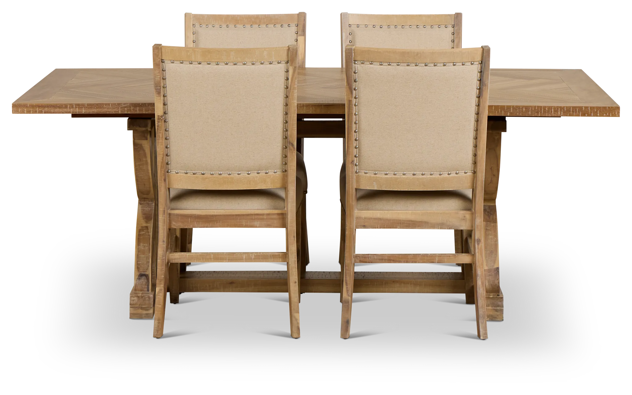 Joplin Light Tone Extension Rectangular Table & 4 Upholstered Chairs